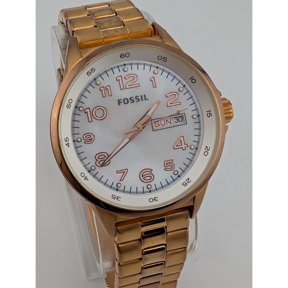 Fossil Maddox Women's Watch 38mm Case Rose Gold 6.5" Band AM4334- New Battery